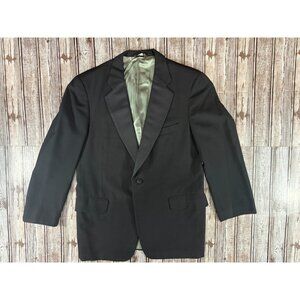 Paul Stuart 1-Btn Notch Lapel Tuxedo Blazer Jacket size 42 color Black vintage
